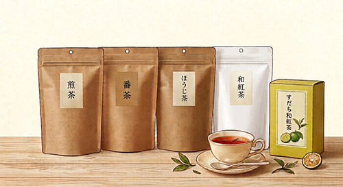 曲風園のお茶　5種飲み比べセット（すだち和紅茶・和紅茶・煎茶・焙じ茶・番茶）